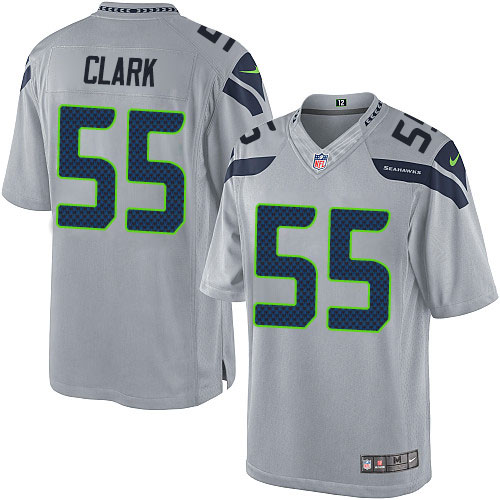 Men's Limited Frank Clark Nike Jersey Grey Alternate - #55 NFL Seattle Seahawks